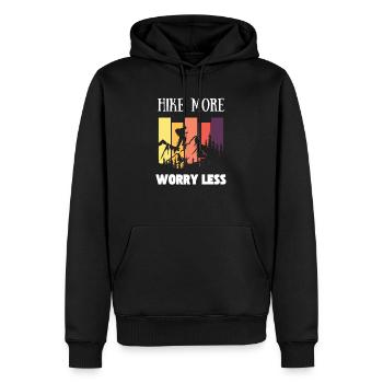 Hike more worry less T-Shirt - Men’s Premium Organic Hoodie - black - Front - Nico (187cm)