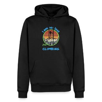 I am not lost i am climbing - Men’s Premium Organic Hoodie - black - Front - Nico (187cm)