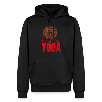 But first yoga - Sweat à capuche Premium bio Homme - noir - Devant - Nico (187cm)