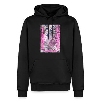 véritable amour euro - Sweat à capuche Premium bio Homme - noir - Devant - Nico (187cm)
