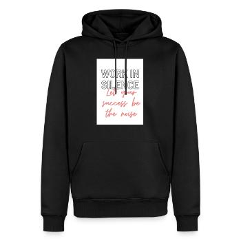 WoRK IN SILENCE - Männer Premium Bio Hoodie - Schwarz - Vorne - Nico (187cm)