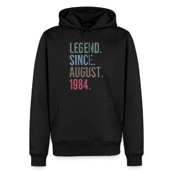 Légende depuis août 1984 - Sweat à capuche Premium bio Homme - noir - Devant - Nico (187cm)