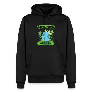 Love the Planet Environmental Protection Nature Lovers - Men’s Premium Organic Hoodie - black - Front - Nico (187cm)