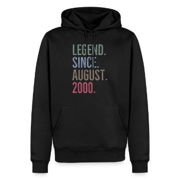 Légende depuis août 2000 - Sweat à capuche Premium bio Homme - noir - Devant - Nico (187cm)