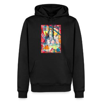 Peinture abstraite - Surréaliste - Sweat à capuche Premium bio Homme - noir - Devant - Nico (187cm)