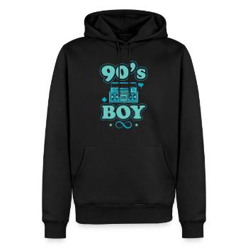 Proverbes des années 1990 Idée cadeau des années 90 - Sweat à capuche Premium bio Homme - noir - Devant - Nico (187cm)