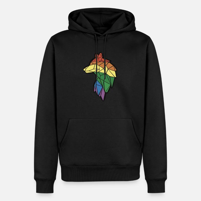 Loup Raimbow - Sweat à capuche Premium bio Homme - noir