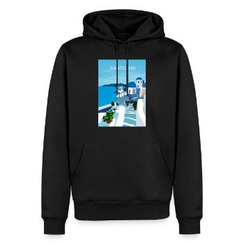 SAntorini, Griechenland - Männer Premium Bio Hoodie - Schwarz - Vorne - Nico (187cm)