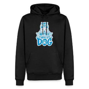 better with a dog - Men’s Premium Organic Hoodie - black - Front - Nico (187cm)