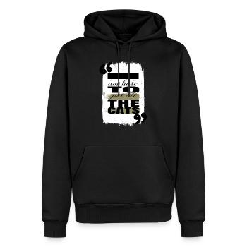 chat humour anniversaire chaton heureux citation drôle - Sweat à capuche Premium bio Homme - noir - Devant - Nico (187cm)