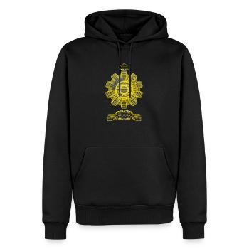 Warning Danger science fiction - Männer Premium Bio Hoodie - Schwarz - Vorne - Nico (187cm)