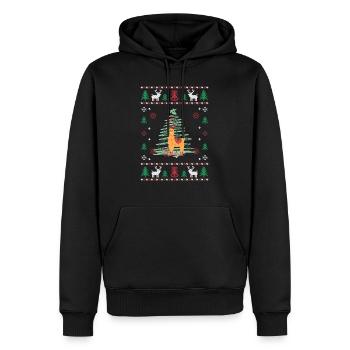 Weihnachten Lama hässlicher Pullover lustige Tiere - Männer Premium Bio Hoodie - Schwarz - Vorne - Nico (187cm)
