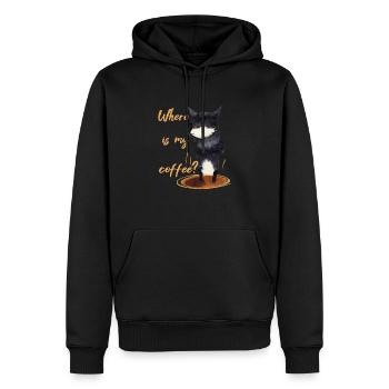 Where is my coffee? Gift idea, cat, coffee - Men’s Premium Organic Hoodie - black - Front - Nico (187cm)