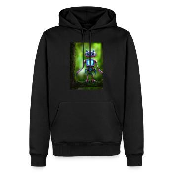Petit robot rose dans la forêt - Sweat à capuche Premium bio Homme - noir - Devant - Nico (187cm)