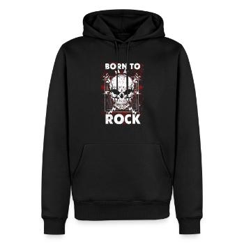 Musique rock - Born To Rock - Sweat à capuche Premium bio Homme - noir - Devant - Nico (187cm)