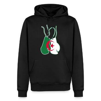 Boxe Algérie Boxeur Algérien - Sweat à capuche Premium bio Homme - noir - Devant - Nico (187cm)