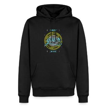Erschaffe deine Gedanken - Männer Premium Bio Hoodie - Schwarz - Vorne - Nico (187cm)