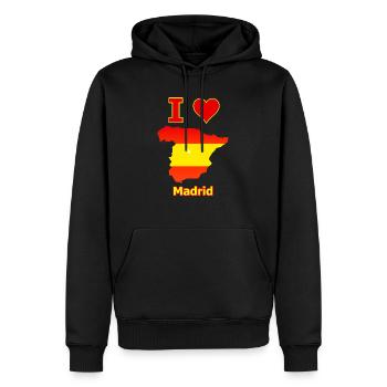 Spanienkarte mit der Stadt Madrid Flagge Karte - Männer Premium Bio Hoodie - Schwarz - Vorne - Nico (187cm)