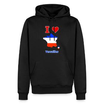 Frankreichkarte Flagge mit der Stadt Versailles - Männer Premium Bio Hoodie - Schwarz - Vorne - Nico (187cm)