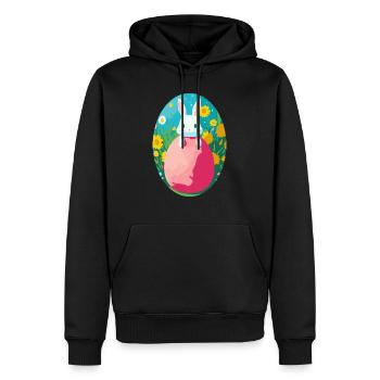 Süßer Hase mit riesen Osterei - Männer Premium Bio Hoodie - Schwarz - Vorne - Nico (187cm)