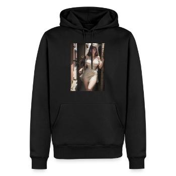 Femme dans une ruelle, ville,IA générée - Sweat à capuche Premium bio Homme - noir - Devant - Nico (187cm)