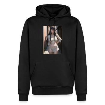 Femme dans une ruelle, ville,IA générée - Sweat à capuche Premium bio Homme - noir - Devant - Nico (187cm)