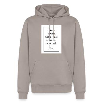 Temps passé avec les chats - Sweat à capuche Premium bio Homme - taupe - Devant - Nico (187cm)