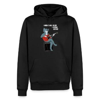 ICH WÜRDE LIEBER GITARRE SPIELEN - CAT - Männer Premium Bio Hoodie - Schwarz - Vorne - Nico (187cm)