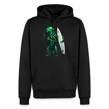 Green surfing octopus, free - Männer Premium Bio Hoodie - Schwarz - Vorne - Nico (187cm)