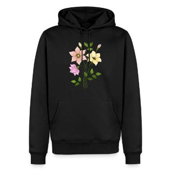 Fleur - Sweat à capuche Premium bio Homme - noir - Devant - Nico (187cm)