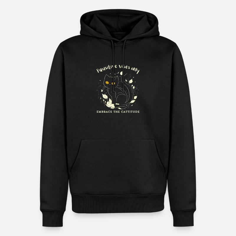 "Nur Pawsitive-Vibes" - Männer Premium Bio Hoodie - Schwarz