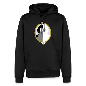 Tâches d'encre Miroir - Sweat à capuche Premium bio Homme - noir - Devant - Nico (187cm)