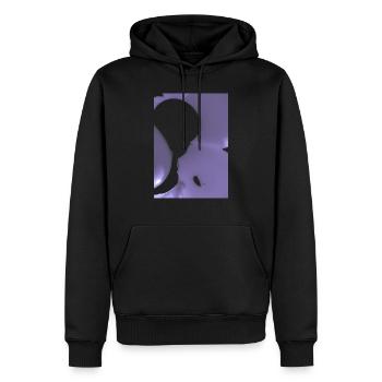 Eine magische Silhouette auf violettem dunklem Hintergrund - Männer Premium Bio Hoodie - Schwarz - Vorne - Nico (187cm)