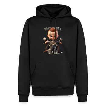 Né pour être un motard - Sweat à capuche Premium bio Homme - noir - Devant - Nico (187cm)