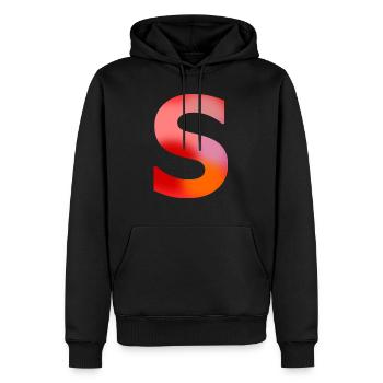 Lettre S - Sweat à capuche Premium bio Homme - noir - Devant - Nico (187cm)