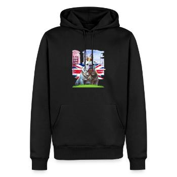 Bouledogue anglais - Sweat à capuche Premium bio Homme - noir - Devant - Nico (187cm)
