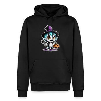 Halloween - Monster mit Hexenhut - Männer Premium Bio Hoodie - Schwarz - Vorne - Nico (187cm)