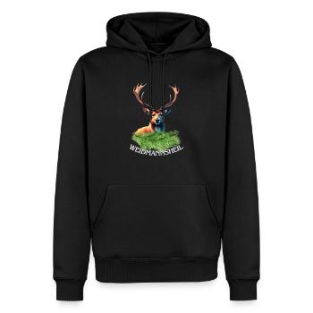 Weidmannsheil - Jäger, Förster Motiv - Männer Premium Bio Hoodie - Schwarz - Vorne - Nico (187cm)
