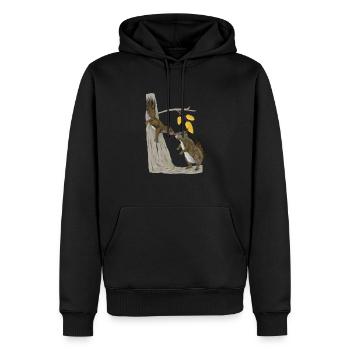 Zwei Eichhörnchen - Männer Premium Bio Hoodie - Schwarz - Vorne - Nico (187cm)