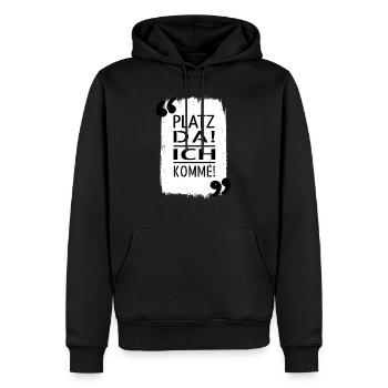 statement frage lustiger spruch begeisterung - Männer Premium Bio Hoodie - Schwarz - Vorne - Nico (187cm)