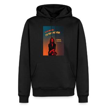 Retro Charm: Powerful Woman, Fatal Phrases - Men’s Premium Organic Hoodie - black - Front - Nico (187cm)