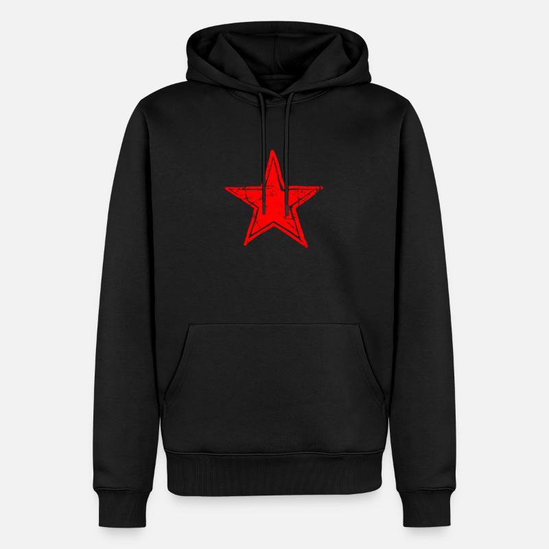 star drawn path red - Männer Premium Bio Hoodie - Schwarz