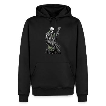 Skull Heavy Metal Guitarist green Hair - Männer Premium Bio Hoodie - Schwarz - Vorne - Nico (187cm)