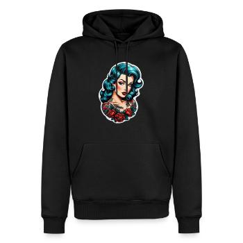 Rockabilly / Pin-up / Années 50 - Sweat à capuche Premium bio Homme - noir - Devant - Nico (187cm)