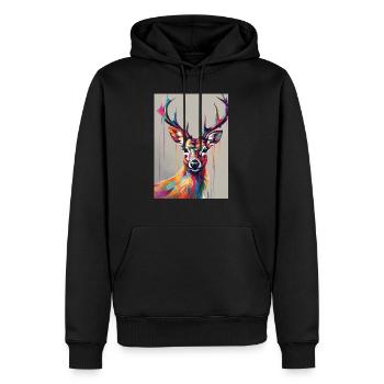 Hirsch bunt - Männer Premium Bio Hoodie - Schwarz - Vorne - Nico (187cm)