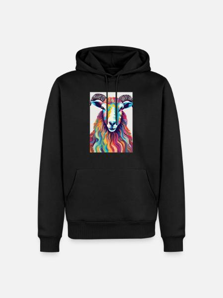 Bunter Schafbock - Männer Premium Bio Hoodie - Schwarz