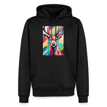 Tête de cerf colorée - Sweat à capuche Premium bio Homme - noir - Devant - Nico (187cm)