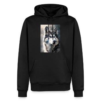 Rauque - Sweat à capuche Premium bio Homme - noir - Devant - Nico (187cm)