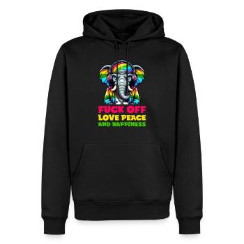 fuck off love peace and happiness - Männer Premium Bio Hoodie - Schwarz - Vorne - Nico (187cm)
