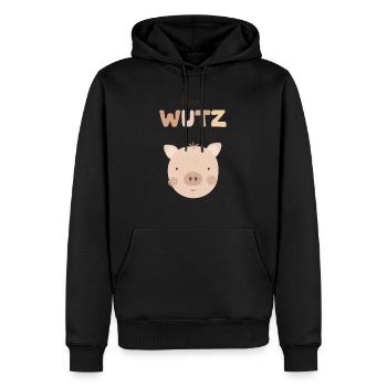Kleine Wutz beige - Männer Premium Bio Hoodie - Schwarz - Vorne - Nico (187cm)